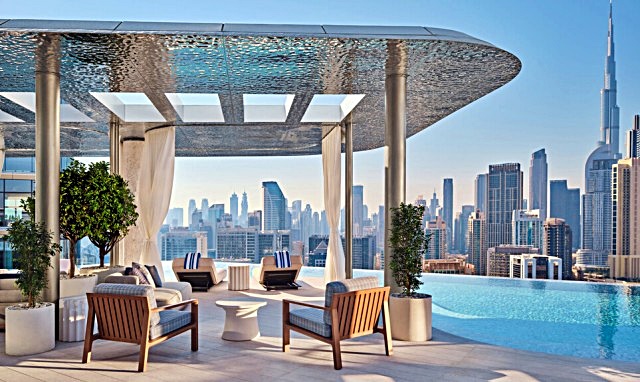 Detalhe da piscina do hotel The Lana, em Dubai -foto Dorchester Colection