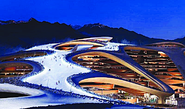 Projeto da luxuosa estação de ski de Trojena, nas montanhas da Arábia Saudia - divulgacao