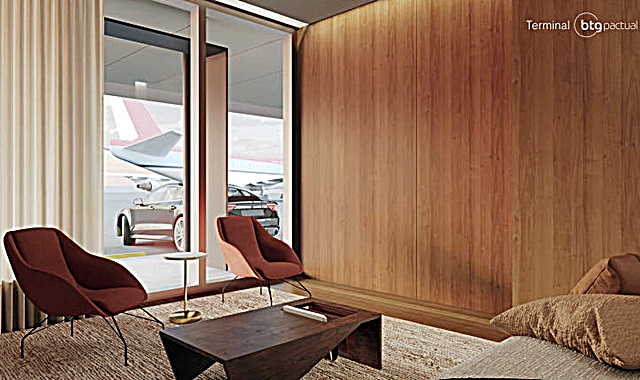 Ilustração de sala privativa do Terminal BTG Pactual no Aeroporto de Guarulhos, SP - divulgação